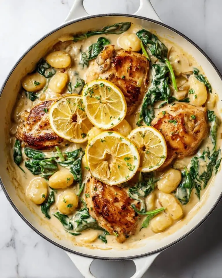 Lemon Chicken Gnocchi with Creamy Spinach and Parmesan Recipe