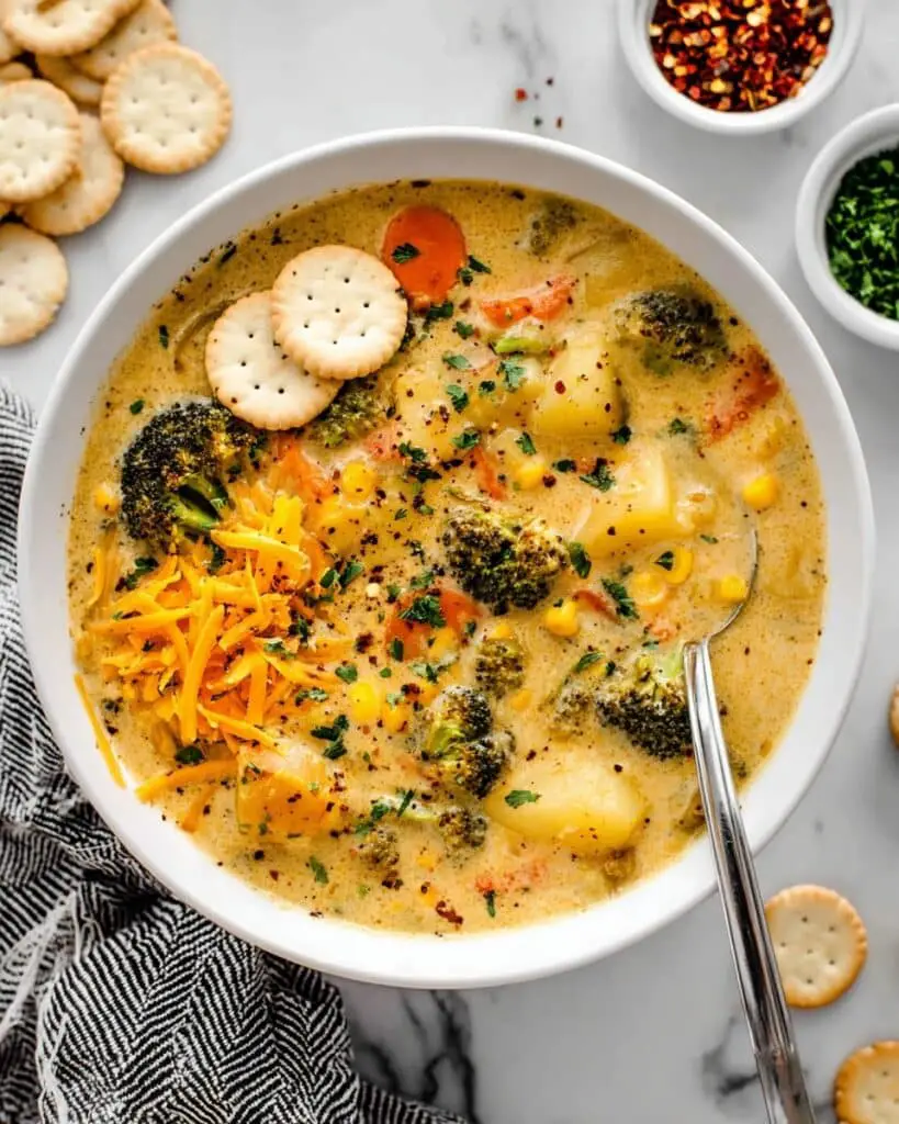 One Pot Creamy Vegetable Soup Recipe