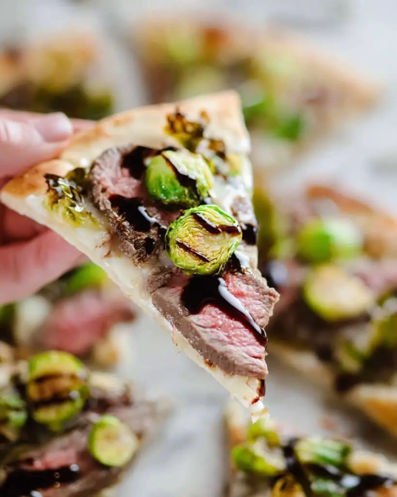 Steak, Goat Cheese & Roasted Brussels Sprouts Flatbread Recipe