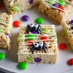 Rice Krispie Treats with M&Ms and Halloween Sprinkles Recipe
