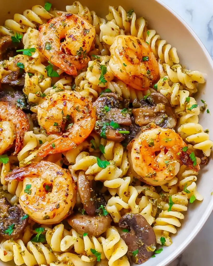 Pesto Shrimp Mushroom Pasta Recipe