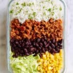Turkey Taco Bowl with Cilantro Lime Rice and Fresh Toppings Recipe