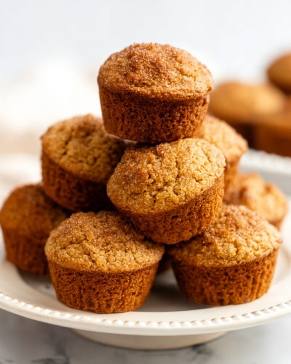 A group of seven small golden brown muffins with a rough, crumbly texture sits on a round white marble board, which rests on a cloth with a brown border on a white marbled surface. The muffins have a slightly cracked top sprinkled lightly with sugar or spices. In the blurred background, a clear glass bottle filled with white milk stands upright behind the muffins, and to the right, there is a white bowl filled with cinnamon sticks. The image has soft, natural lighting and a clean, simple look. photo taken with an iphone --ar 4:5 --v 7