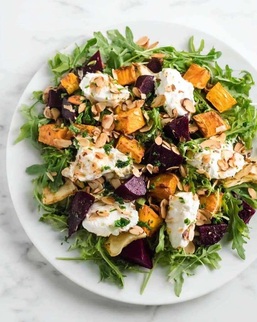 Roasted Root Vegetable Burrata Salad Recipe