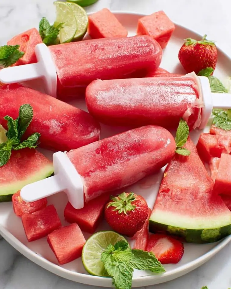 Watermelon Strawberry Lime Honey Popsicles Recipe