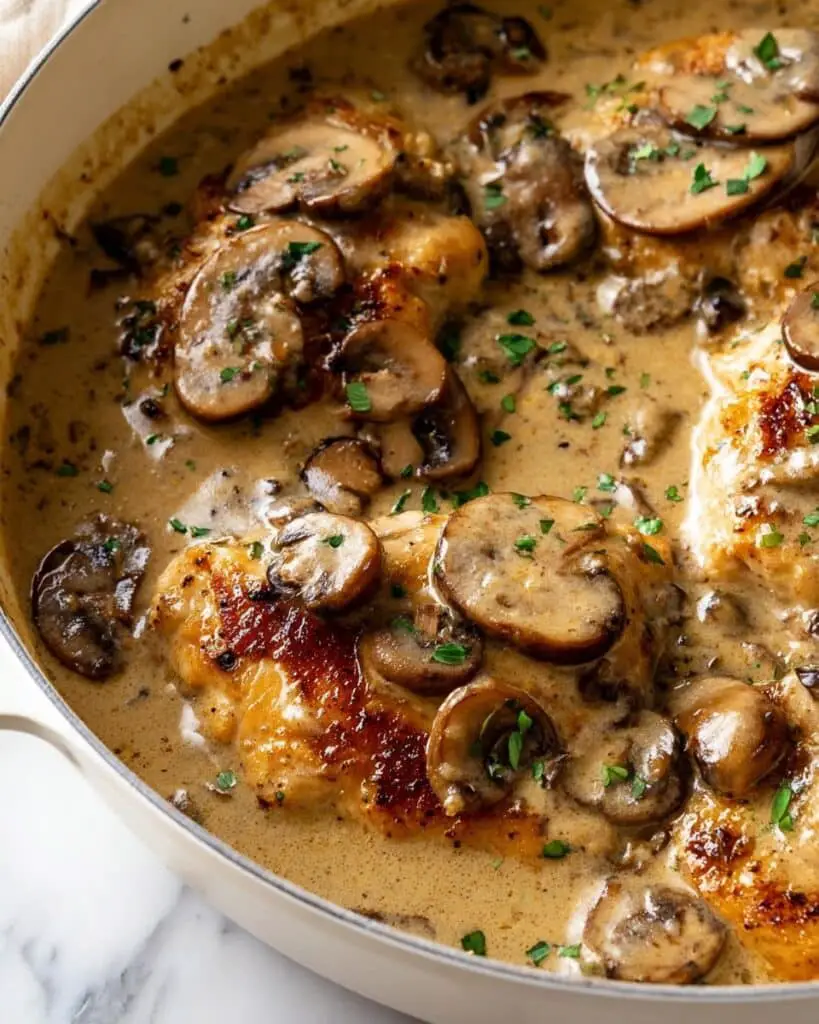 Mushroom Chicken in Creamy White Wine Sauce Recipe