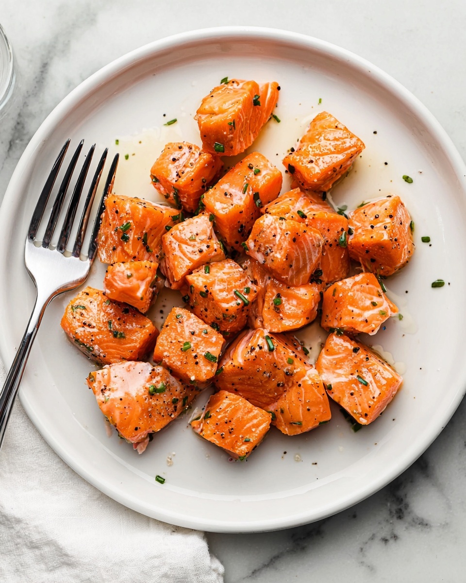 Air Fryer Lemon Garlic Butter Salmon Bites Recipe
