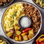 Breakfast Meal Prep Bowls with Roasted Potatoes, Ground Chicken, and Scrambled Eggs Recipe