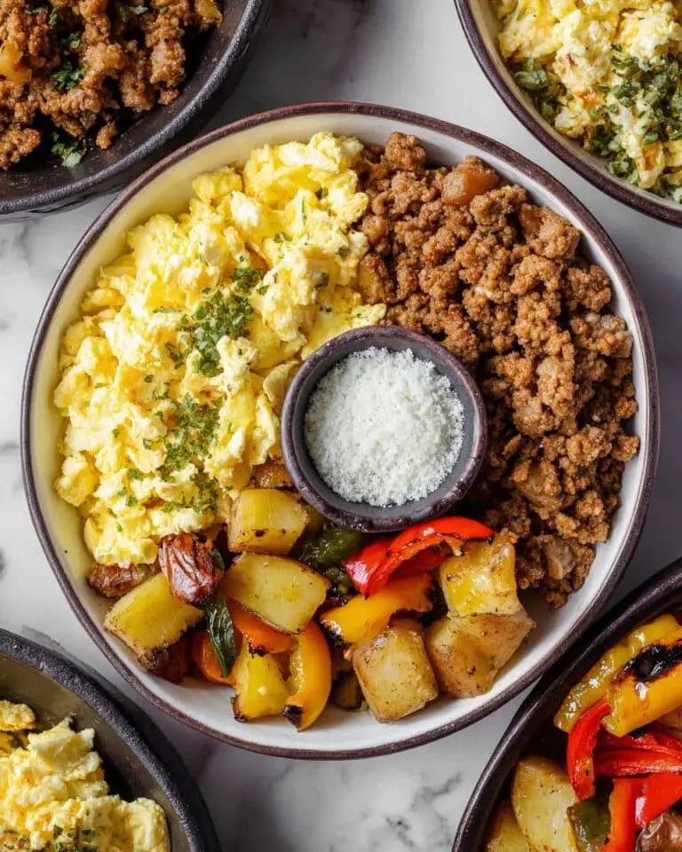 Breakfast Meal Prep Bowls with Roasted Potatoes, Ground Chicken, and Scrambled Eggs Recipe