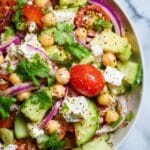 Refreshing Chickpea Salad with Cherry Tomatoes, Cucumber, Avocado, and Feta Recipe