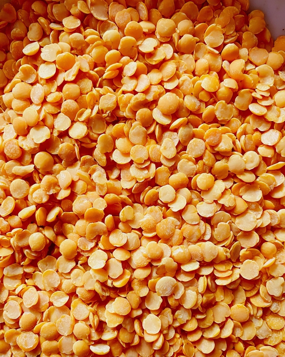 A close-up view shows a large round container filled with many small, flat, yellow-orange lentils that have a smooth and slightly shiny texture, covering the whole visible area of the container with no layers or other items, the container edges are barely visible and the background is a white marbled surface photo taken with an iphone --ar 4:5 --v 7