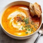 Creamy Carrot Soup with Cheesy Toast Dippers Recipe