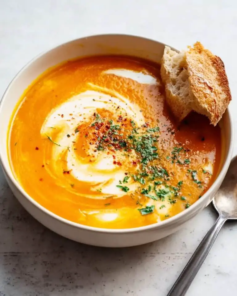 Creamy Carrot Soup with Cheesy Toast Dippers Recipe