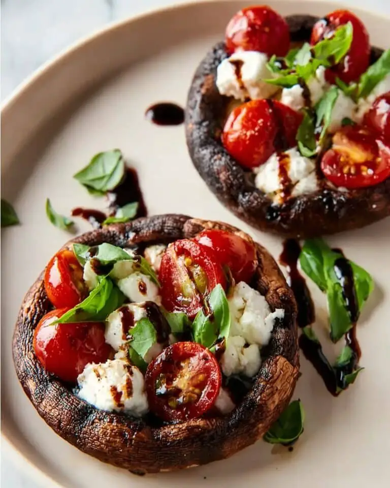 Air Fryer Caprese Portobello Mushrooms Recipe