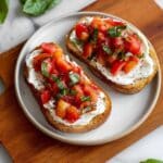 Cottage Cheese Toast with Tomatoes and Basil Recipe