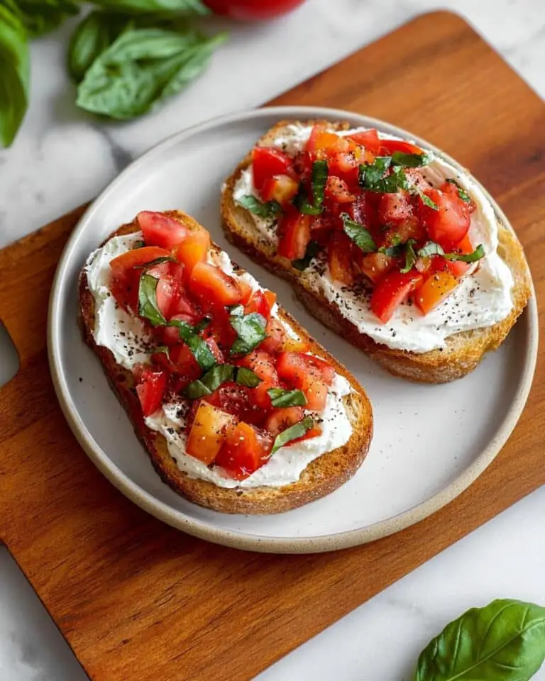 Cottage Cheese Toast with Tomatoes and Basil Recipe