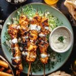 Greek Chicken Skewers with Feta Fries Recipe