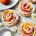 Fresh Peach Dessert with Mascarpone and Puff Pastry Roses Recipe