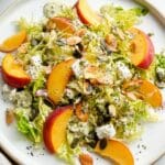 Peach Brussels Sprouts Crunch Salad with Nutty Maple Dressing Recipe