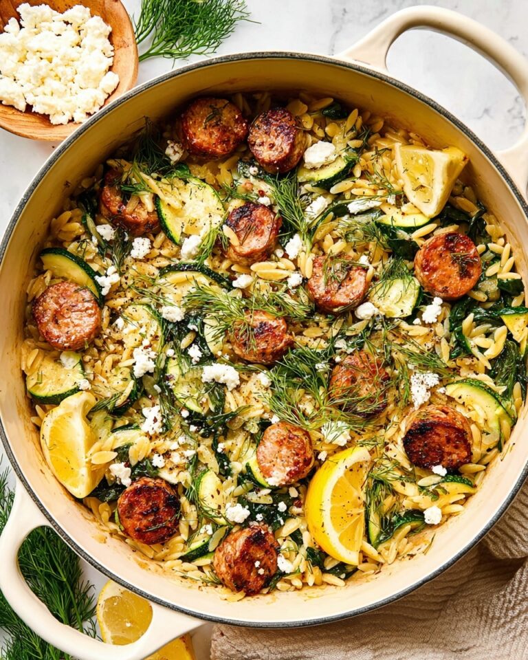 One-Pan Mediterranean Chicken Sausage Zucchini Orzo Recipe