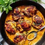 Skillet Chicken Thighs in Creamy Lemon Garlic Sauce Recipe