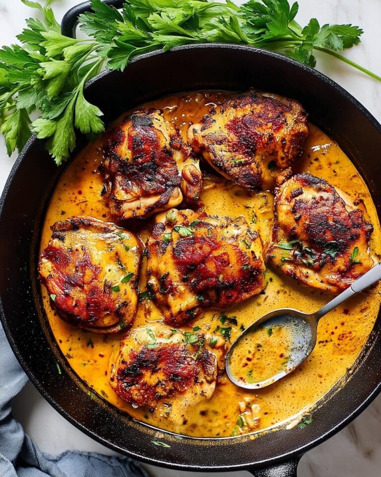 Skillet Chicken Thighs in Creamy Lemon Garlic Sauce Recipe