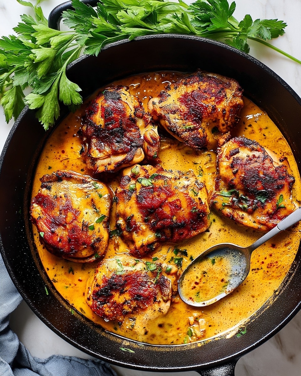 Skillet Chicken Thighs in Creamy Lemon Garlic Sauce Recipe