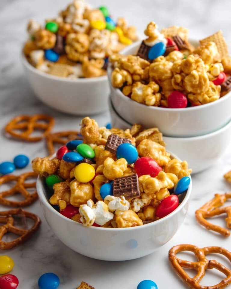 Caramel Chocolate Chex Mix with Pretzels and Rolos Recipe