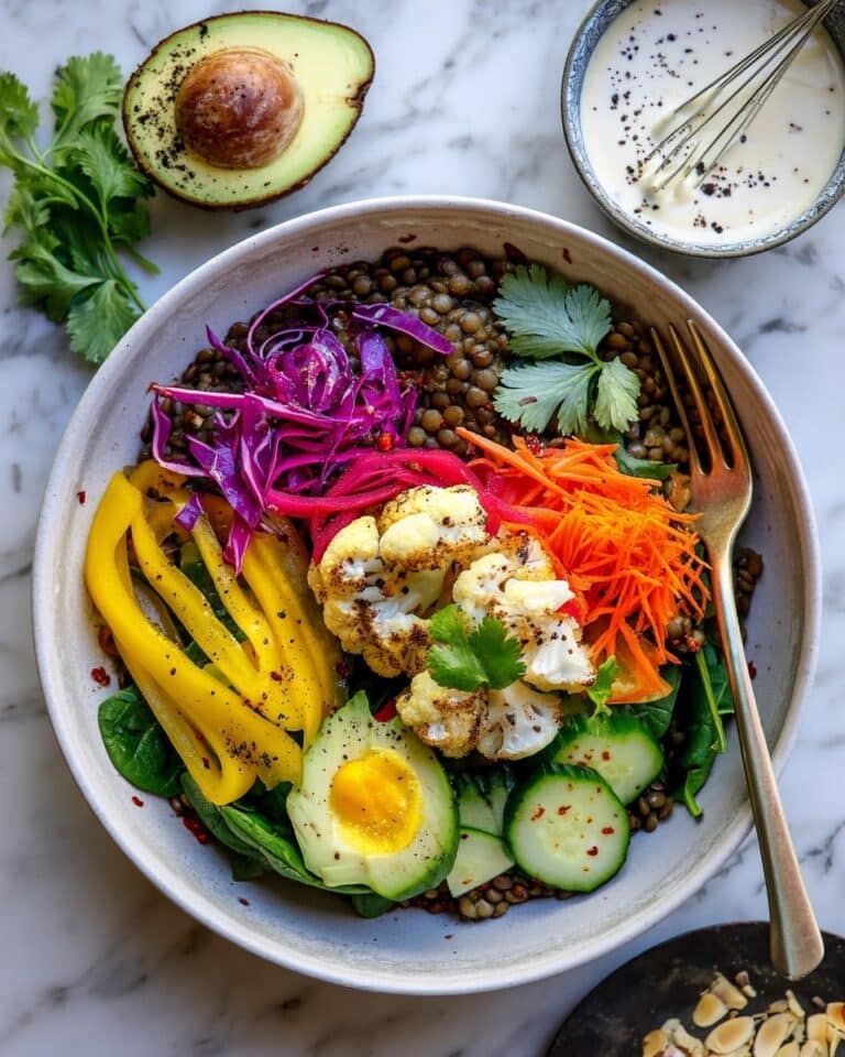 Lentil Bowl with Roasted Cauliflower and Tahini Sauce Recipe