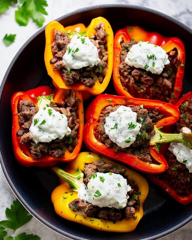 Greek Stuffed Peppers with Tzatziki Sauce Recipe