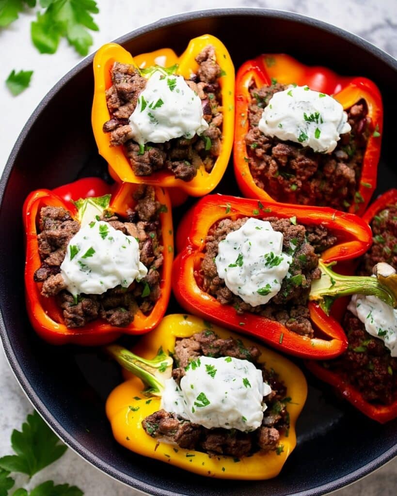 Greek Stuffed Peppers with Tzatziki Sauce Recipe