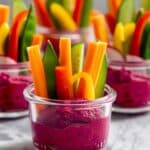 Hummus Cups with Colorful Vegetable Sticks Recipe