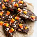 Spooky Halloween Bark with Candy Corn, Candy Eyeballs, and Mix-ins Recipe