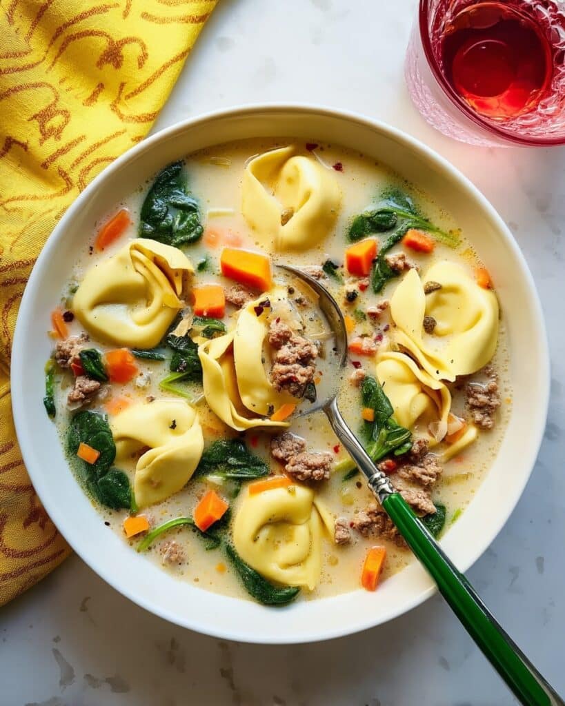 Creamy Tortellini Soup with Sausage and Spinach Recipe
