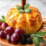 Pumpkin-Shaped Baked Brie with Fig Jam and Pecans Recipe