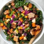 Fall Kale Panzanella Salad with Cranberry Vinaigrette Recipe