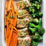 Sheet Pan Salmon Dinner with Broccoli and Carrots Recipe