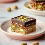 Salted Dark Chocolate Pistachio Quinoa Crunch Bars Recipe