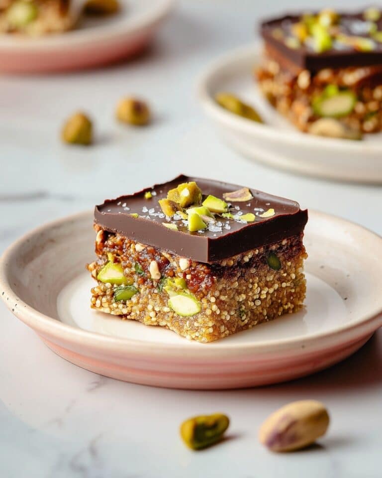Salted Dark Chocolate Pistachio Quinoa Crunch Bars Recipe