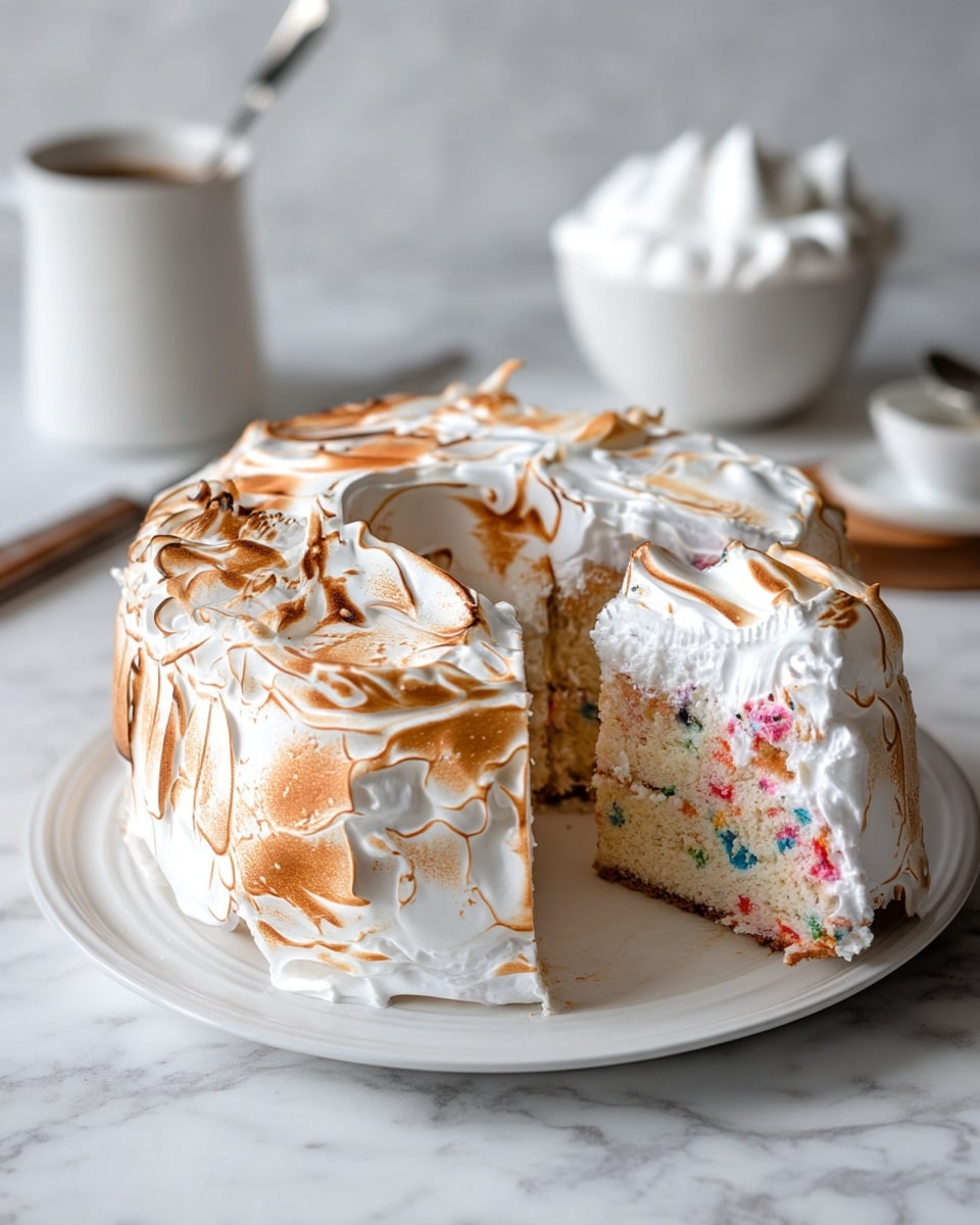 Funfetti Angel Food Cake with Fluffy Marshmallow Frosting Recipe