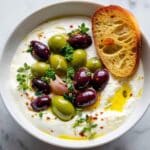 Honey Whipped Feta with Garlic Herb Roasted Olives Recipe