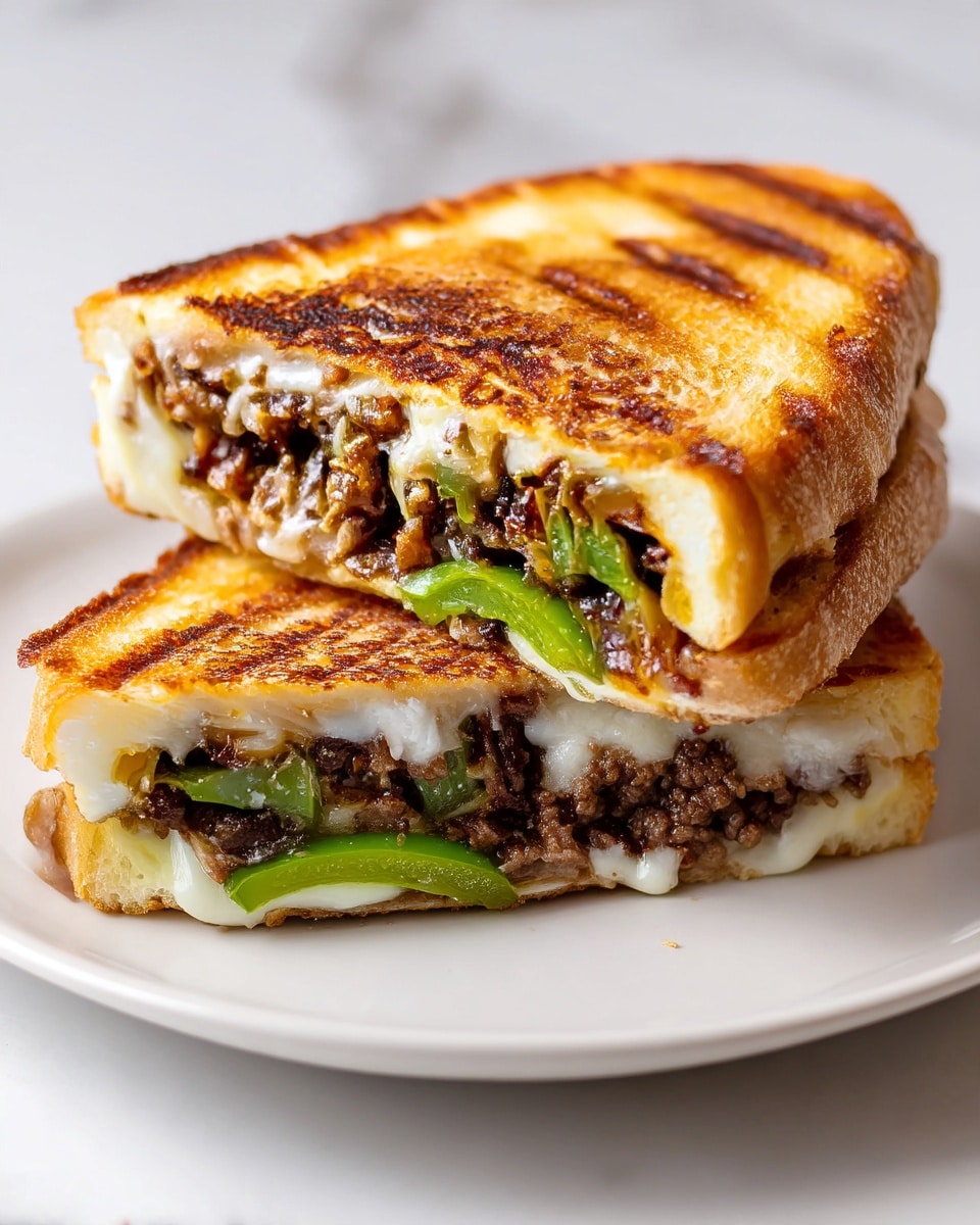 Ground Philly Cheesesteak Grilled Cheese Recipe