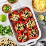 Cheesy Stuffed Peppers with Black Bean, Corn, and Cilantro Recipe