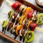 Rainbow Fruit Skewers with Dark Chocolate Drizzle Recipe