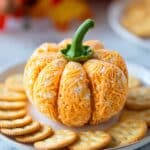 Pumpkin-Shaped Cheese Ball with Bell Pepper Stem Recipe