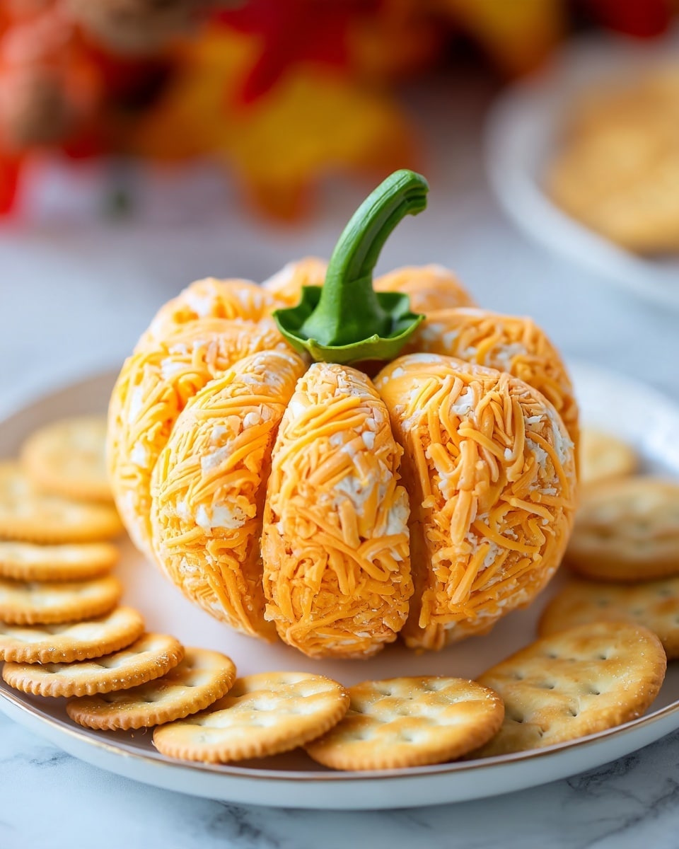 Pumpkin-Shaped Cheese Ball with Bell Pepper Stem Recipe