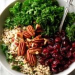 Cranberry Kale Quinoa Salad with Candied Pecans and Feta Recipe