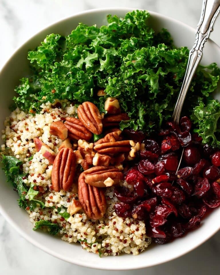 Cranberry Kale Quinoa Salad with Candied Pecans and Feta Recipe