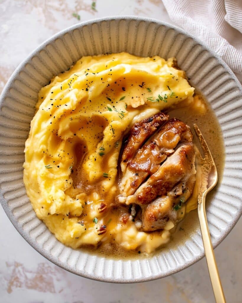 Sticky Apple Cider Chicken with Cheddar Mashed Potatoes Recipe