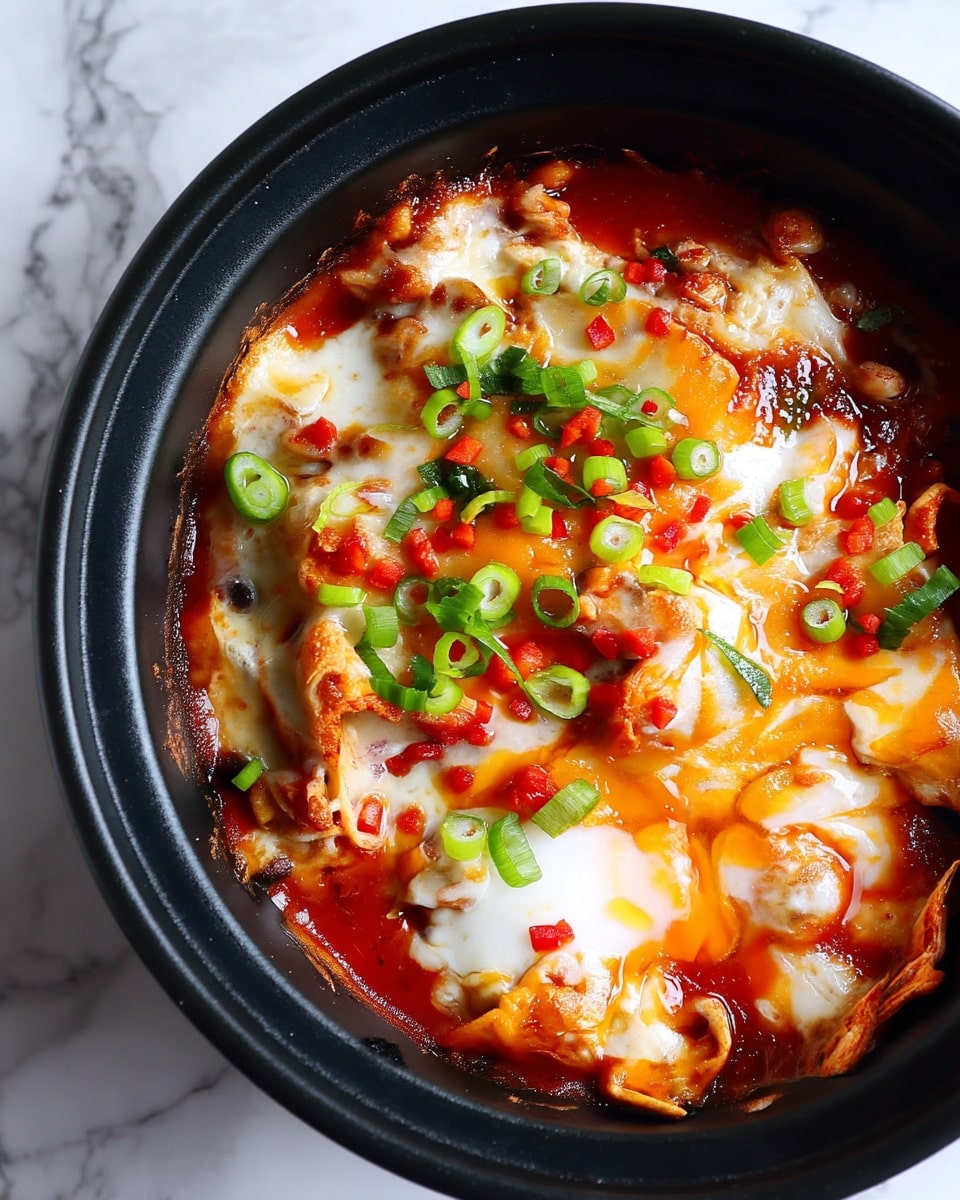 Inside a black cooking pot on a white marbled surface, there are several visible layers and items. At the bottom is a layer of light beige creamy beans. On top of the beans, there is a layer of thick, bright red tomato sauce covering half of the beans. On one side of the pot, finely chopped pale white onions cover part of the beans and sauce. Next to the onions, there is a section of whole black beans forming a dark, glossy layer. Around the center of the pot, there are three different spices: a light tan powder, a brownish-red powder, and coarse black pepper, all sprinkled neatly side by side on the sauce and beans. The pot is rounded with a smooth edge and no other food or utensils are visible. Photo taken with an iphone --ar 4:5 --v 7